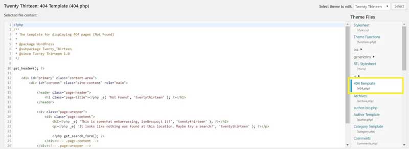 404 WordPress Template