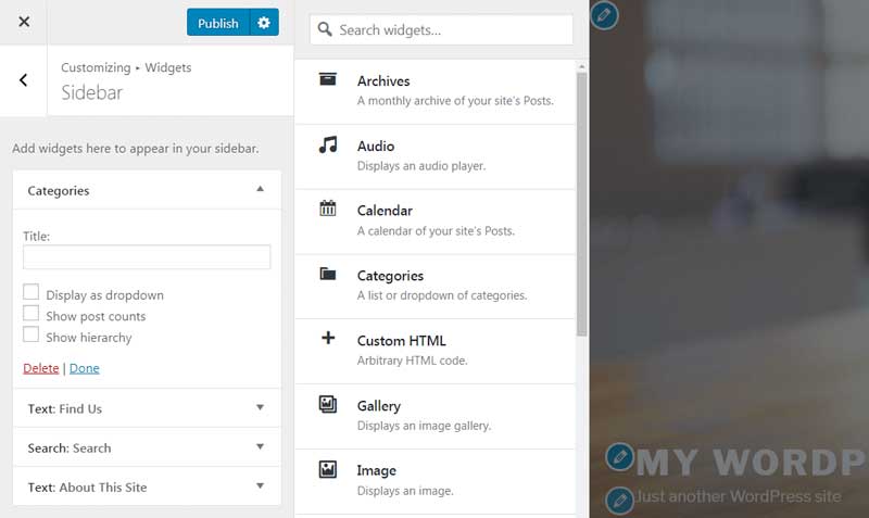Add Cateogories in Sidebar