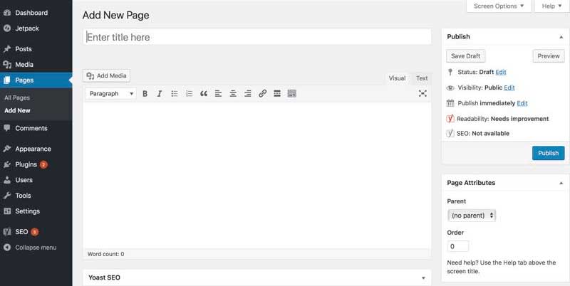 Add New WordPress Page