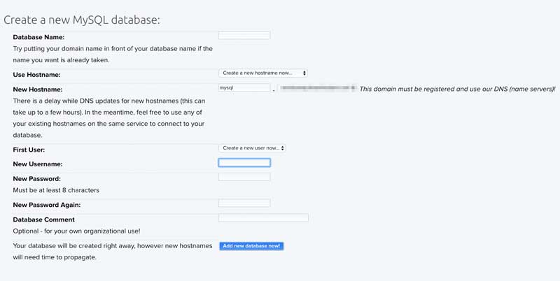 Create a new MySQL database for WordPress