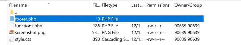 WordPress footer.php child