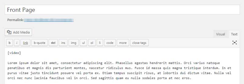 Using Shortcodes On the Front Page