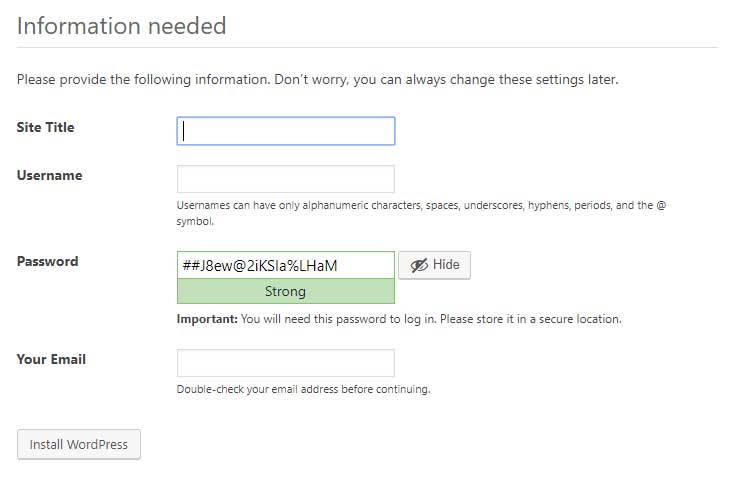 WordPress Install