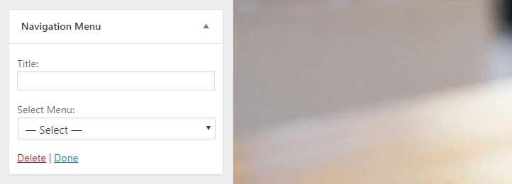 Navigation Menu Widget Options