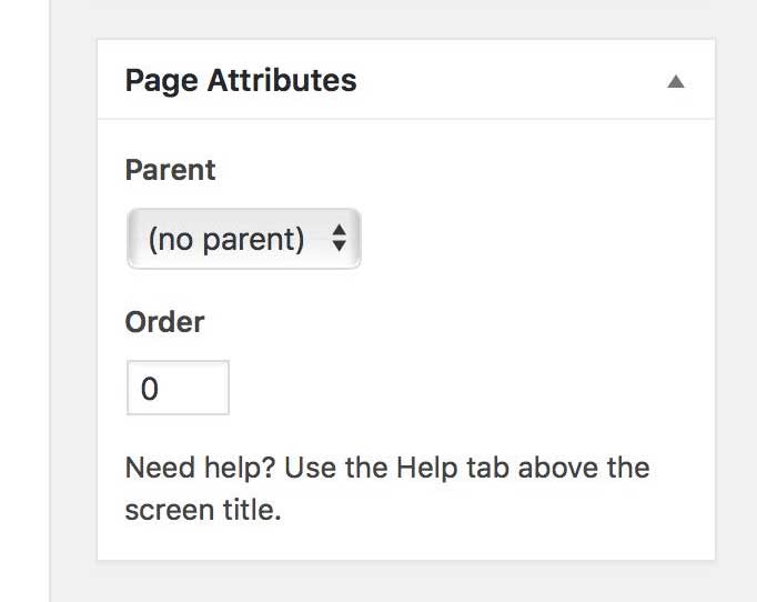 WordPress Page Attributes