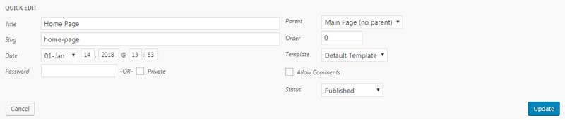 Quick Edit WordPress Details