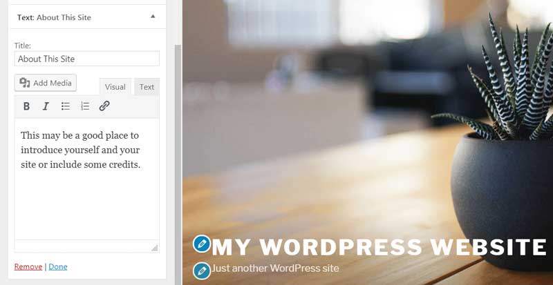 Text Widgets allows you to add text to sidebars