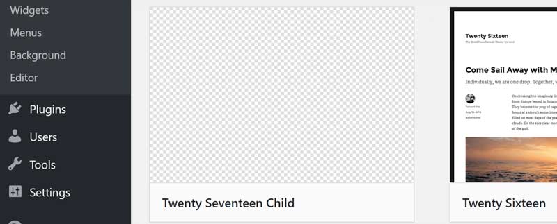 Themes Tab in WordPress Admin