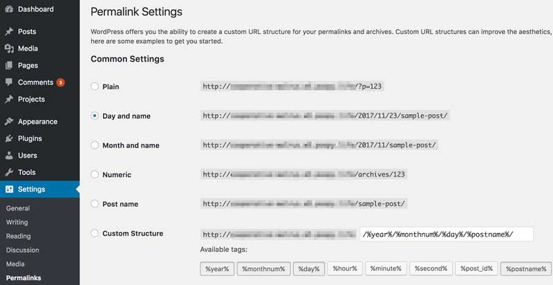 WordPress Permalink Settings