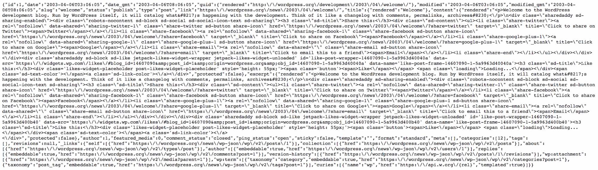 WordPress CURL JSON Return