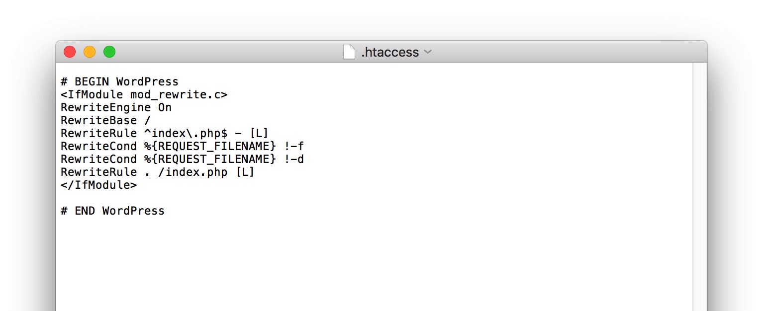 WordPress Default .htaccess information