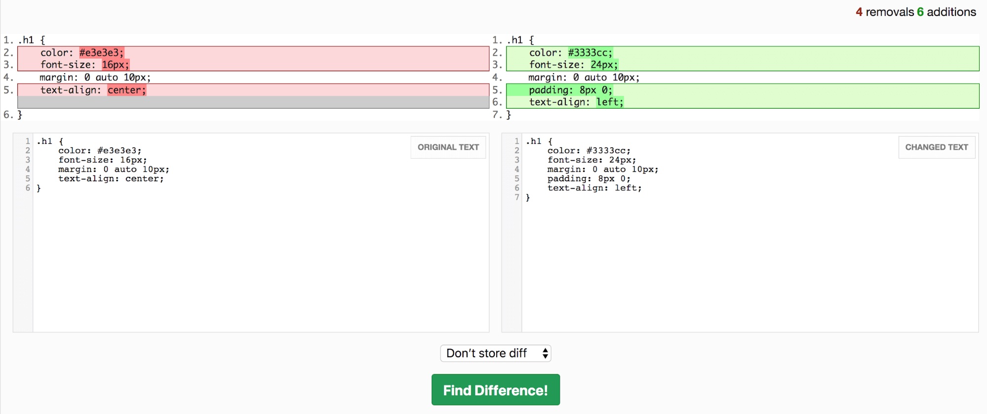 WordPress Diff Checker Results