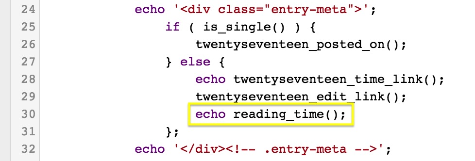 WordPress echo reading_time