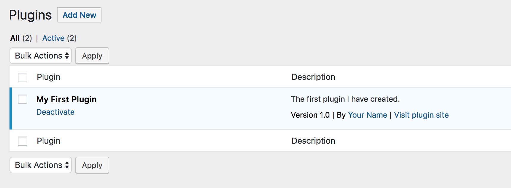 WordPress Plugins My First Plugin